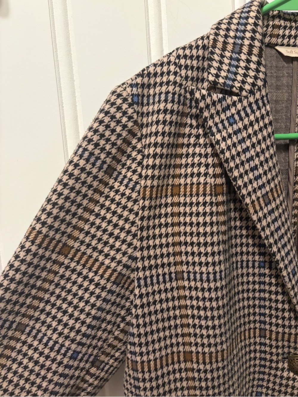 Soft Surroundings Houndstooth Plaid Knit Blazer Jacket M Stretch - Picture 5 of 13